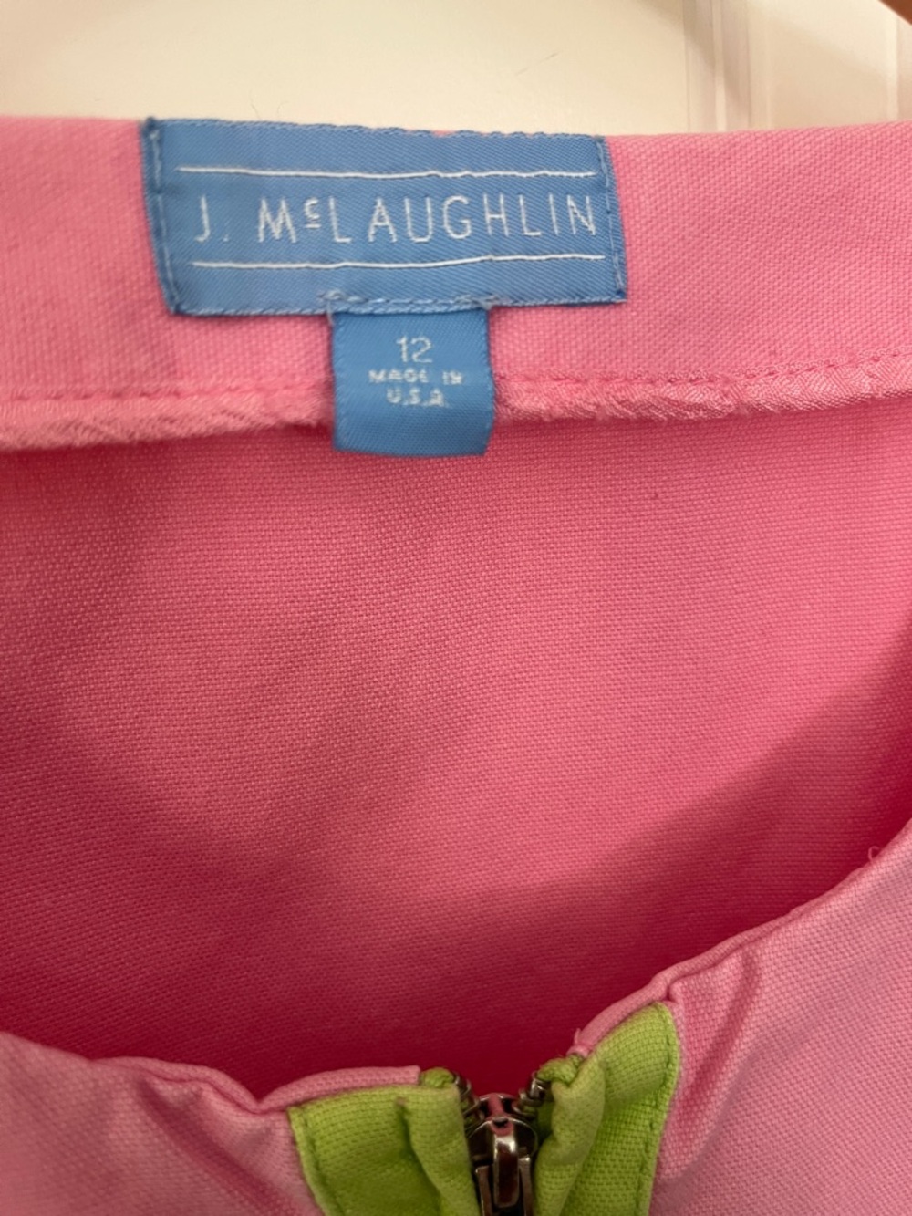 J. McLaughlin Vintage Pink Dress Cotton Canvas,smock,apron, coastal, coral sz 12 - Picture 2 of 5